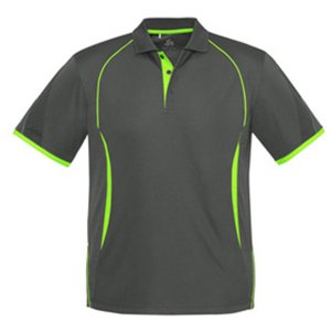 POLO MENS GREY/FLURO LIME 2XL P405MS RAZOR