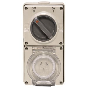 SW/SOCKET 3 PIN 10A 250VAC GREY