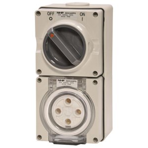 SW/SOCKET 4 PIN 32A 500VAC GREY