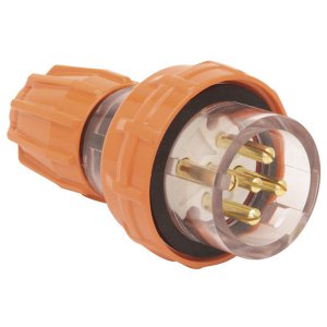 PLUG STRAIGHT 4 PIN 32A 500VAC ELEC ORANGE