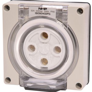 SOCKET OUTLET 4 PIN 32A 500VAC NO B/BOX GREY