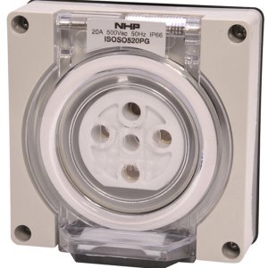 SOCKET OUTLET 5 PIN 20A 500VAC NO B/BOX GREY