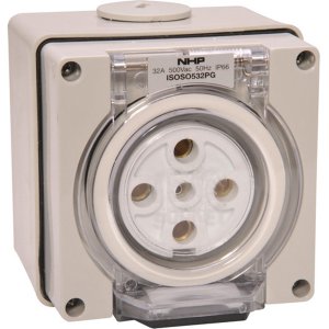 SOCKET OUTLET 5 PIN 32A 500VAC GREY