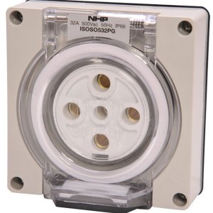 SOCKET OUTLET 5 PIN 32A 500VAC NO B/BOX GREY