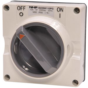 SWITCH 2 POLE 10A 250VAC NO B/BOX GREY