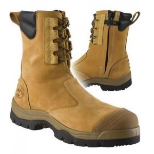 BOOT HIGH LEG LACE UP ZIP-SIDED BC WHEAT 13 OLIVER