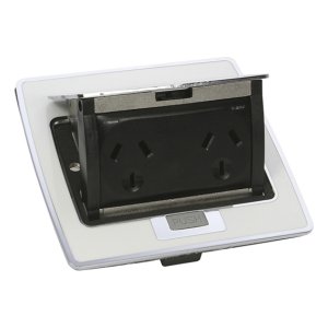 OUTLET POWER AUTO-SWITCHED DBL POP UP 10A 250V WHT SB