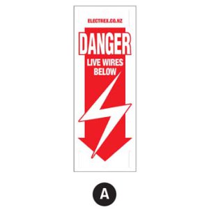 SIGN DANGER LIVE WIRES BELOW ARROW DOWN DLDOWN