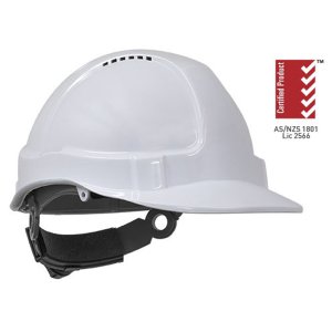HARD HAT TUFF NUT SHORT PEAK 6PT RATCHET HARNESS VENTED WHI