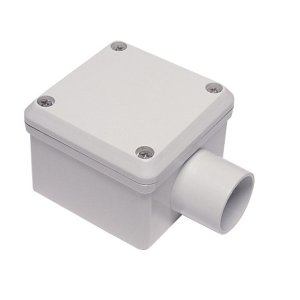 CONDUIT J/BOX SQ 1WAY 32MM THRU ENTRY GRY W/ SEAL