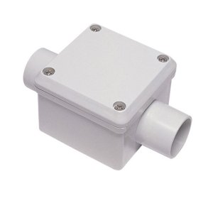 CONDUIT J/BOX SQ 2WAY 32MM THRU ENTRY GRY W/ SEAL