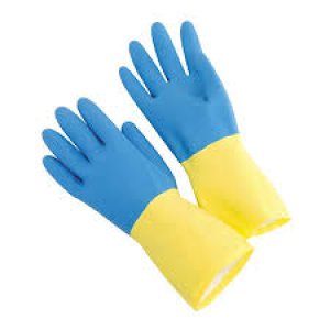 GLOVE LATEX NEOPRENE COATED BLUE/YLW M NEO