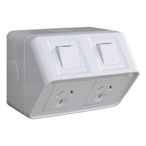 SOCKET IP53 TWIN HORIZONTAL 10A