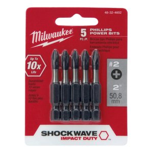 POWER BIT PHILLIPS #2 50MM 2IN 5PK SHOCKWAVE