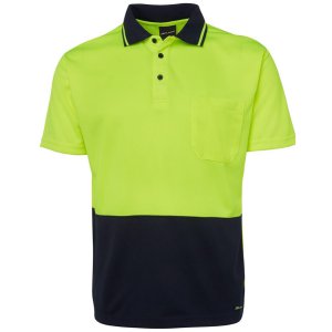 POLO HI VIS LIME/NVY L 6HVNC-Y/N-L NON CUFF