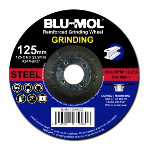 BLU-MOL METAL GRINDING WHEEL 125 X 6 X 22MM