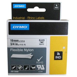 TAPE FLEX NYLON BLK ON WHT 12MMX3.5M DY18488 DYMO RHINO