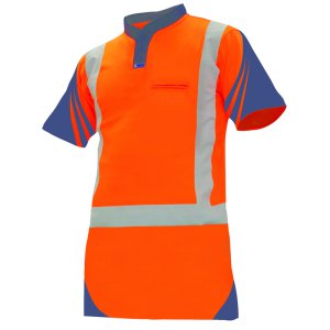 POLO D/N LW ORA/NVY 5XL 232012 COTTON-BACKED