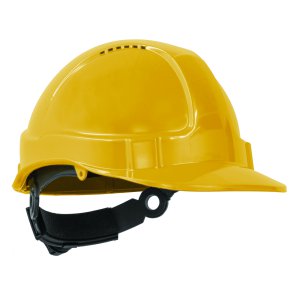 HARD HAT TUFF NUT SHORT PEAK VENTED 6PT RATCHET YLW