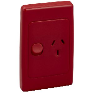 (I) SOCKET SW SINGLE VERT 10A 250V 2015V-RD RED