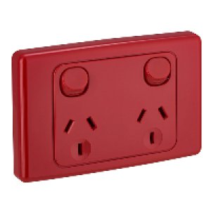 (I) SOCKET SW TWIN 10A 250V 2025-RD RED