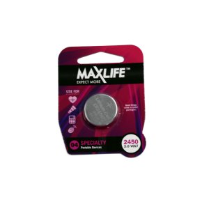 BATTERY CR2450 LITHIUM BUTTON CELL SINGLE BAT2450 MAXLIFE
