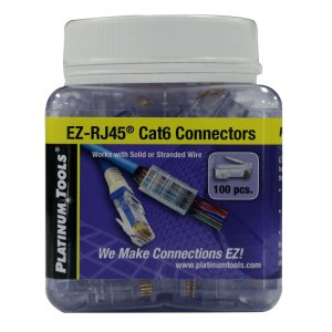 EASY INSTALL RJ45 PLUG FOR CAT6 SOLID OR STRANDED CABLE. ONE