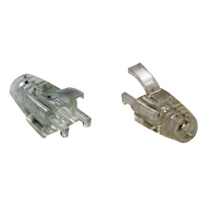 STRAIN RELIEF BOOT WITH LATCH PROTECTION. TRANSPARENT CAT6 U