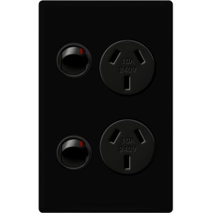 POWERPOINT E-DED 10A DOUBLE VERTICAL BLACK EDV777BL