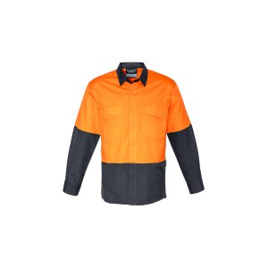 SHIRT MENS HI-VIS ORA/CHAR XL ZW128 RUGGED