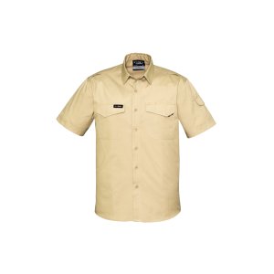 SHIRT MENS S/S R/S KHAKI 2XL ZW405 RUGGED