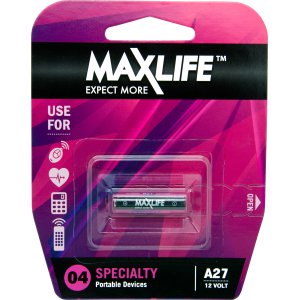 BATTERY A27 ALKALINE 12V SINGLE BATA27 MAXLIFE