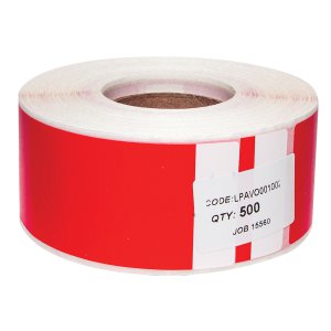 LABEL PAT ROLL ZEBRA 500 RED