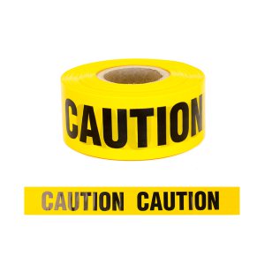 BARRIER WARNING TAPE CAUTION BLK ON YLW 75MMX250M