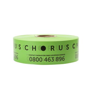 CHORUS CUSTOMISED TRENCH MARKER TAPE, GREEN, 100MM X 500M RO
