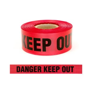 BARRIER WARNING TAPE DANGER KEEP OUT BLK ON RED 75MMX250M