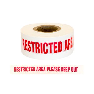 BARRIER WARNING TAPE RESTRICTED AREA PLEASE KEEP OUT RED/W