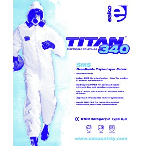 COVERALL SMS TYPE 5 & 6 P/PROPYLENE WHT M T340 TITAN