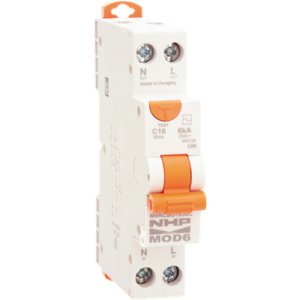 RCBO MOD6 1P+N 6KA 16A C CURVE 10MA TYPE A S/NEUT COMPACT