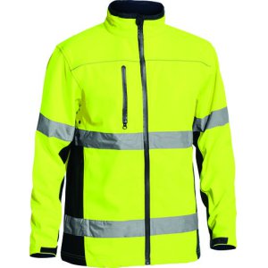 JACKET MENS TAPED YLW/NVY L BJ6059T SOFT SHELL