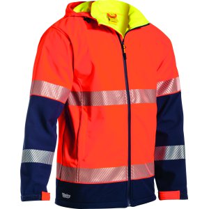 JACKET MENS TAPED RS LINED ORA/NVY L BJ6934T SOFT SHELL