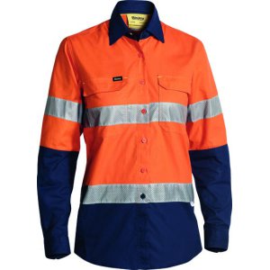 SHIRT LADIES PERFORATED TAPED ORA/NVY 16 BL6415T AIRFLOW