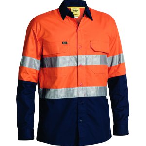 SHIRT MENS L/S PERFORATED TAPED RS ORA/NVY 3XL AIRFLOW