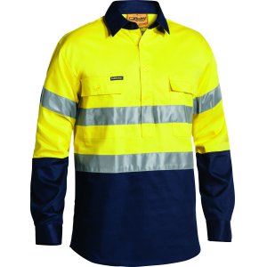 SHIRT MENS L/S TAPED YLW/NVY M BTC6456