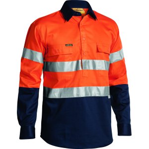 SHIRT MENS L/S TAPED ORA/NVY XL BTC6456