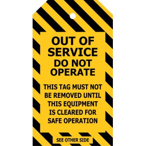 TAG OUT OF SERVICE DO NOT OPERATE (YELLOW / BLACK) -PKT 25