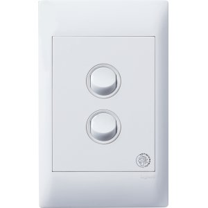 (I) SWITCH E-COM 16A 2G VERT C/RES & A/MICRO WHT EC770/2CAWE