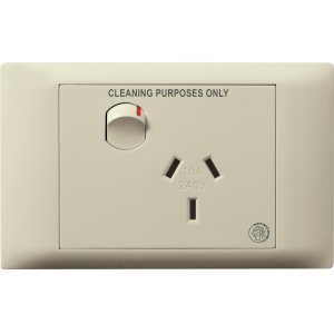 POWERPOINT E-COM 10A SGL C/RES A/MIC CLEANERS BEIGE