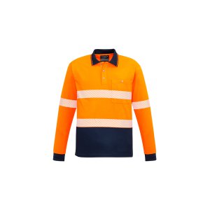 POLO HI-VIS L/S TAPED ORA/NVY 4XL ZH530 HOOPED