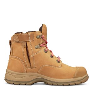 BOOT LADIES LACE UP ZIP-SIDED BC WHEAT 8 OLIVER